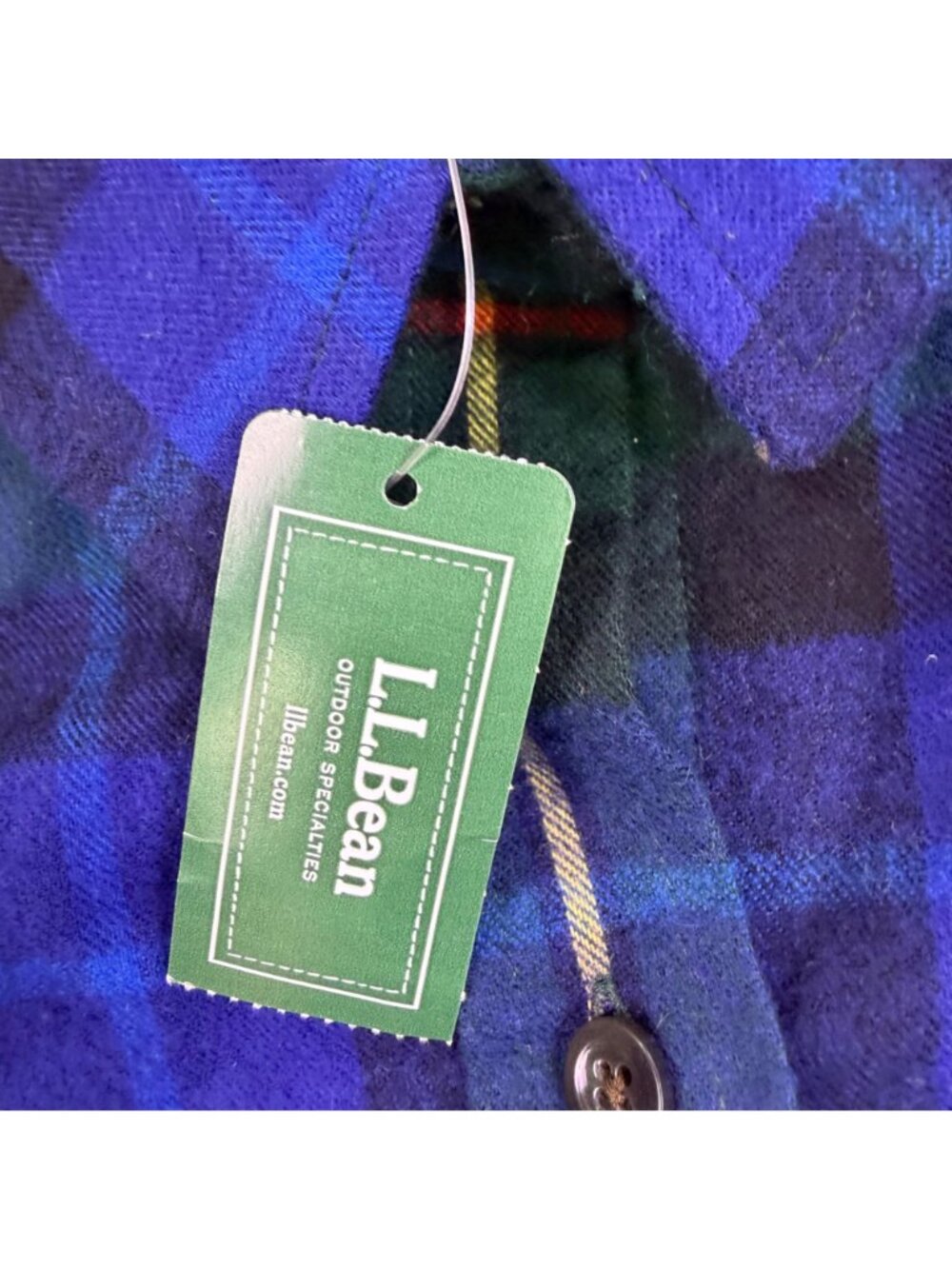 L.L.Bean Mens Blue Plaid Cotton Flannel Shirt Long Sleeve Relaxed Fit Size L - Picture 6 of 7